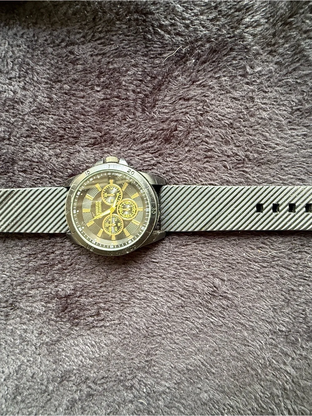 American Exchange Black and Gold Multi-Function Watch